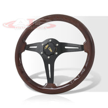 Load image into Gallery viewer, Universal 350mm Wood Grain Style Aluminum Steering Wheel Black Center Dark Wood