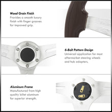 Load image into Gallery viewer, Universal 350mm Wood Grain Style Aluminum Steering Wheel Silver Center Dark Wood