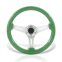Load image into Gallery viewer, Universal 350mm Wood Grain Style Aluminum Steering Wheel Silver Center Green Wood