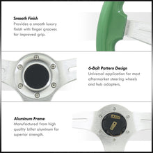 Load image into Gallery viewer, Universal 350mm Wood Grain Style Aluminum Steering Wheel Silver Center Green Wood