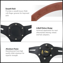 Load image into Gallery viewer, Universal 350mm Wood Grain Style Aluminum Steering Wheel Black Center Light Wood