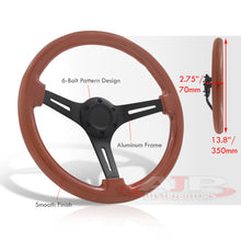 Load image into Gallery viewer, Universal 350mm Wood Grain Style Aluminum Steering Wheel Black Center Light Wood