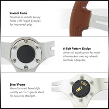 Load image into Gallery viewer, Universal 350mm Wood Grain Style Aluminum Steering Wheel Silver Center Light Wood
