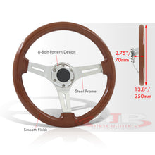 Load image into Gallery viewer, Universal 350mm Wood Grain Style Aluminum Steering Wheel Silver Center Light Wood