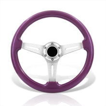 Load image into Gallery viewer, Universal 350mm Wood Grain Style Aluminum Steering Wheel Silver Center Purple Wood