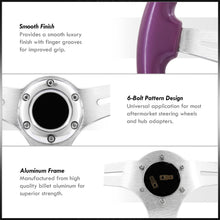 Load image into Gallery viewer, Universal 350mm Wood Grain Style Aluminum Steering Wheel Silver Center Purple Wood