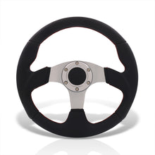Load image into Gallery viewer, Universal 320mm Type-R Style Aluminum Steering Wheel Silver Center with Red Stitching
