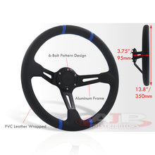 Load image into Gallery viewer, Universal 350mm PVC Leather Deep Dish Style Aluminum Steering Wheel Carbon Fiber Wrapped with Blue Stripes