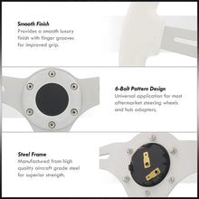 Load image into Gallery viewer, Universal 350mm White Wood Grain Style Steel Steering Wheel Deep Polished Center