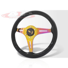 Load image into Gallery viewer, Universal 350mm Wood Grain Style Steel Steering Wheel Neo Chrome Center Black Wood
