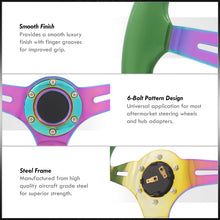 Load image into Gallery viewer, Universal 350mm Wood Grain Style Steel Steering Wheel Neo Chrome Center Green Wood