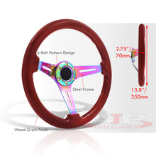 Load image into Gallery viewer, Universal 350mm Wood Grain Style Steel Steering Wheel Neo Chrome Center Light Wood