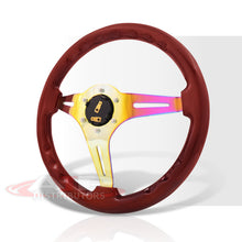 Load image into Gallery viewer, Universal 350mm Wood Grain Style Steel Steering Wheel Neo Chrome Center Light Wood