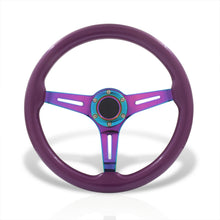 Load image into Gallery viewer, Universal 350mm Wood Grain Style Steel Steering Wheel Neo Chrome Center Purple Wood