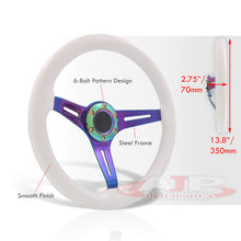 Load image into Gallery viewer, Universal 350mm Wood Grain Style Steel Steering Wheel Neo Chrome Center White Wood