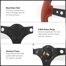 Load image into Gallery viewer, Universal 350mm Wood Grain Style Aluminum Steering Wheel Black Center Light Wood