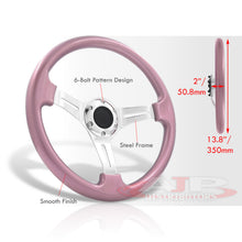 Load image into Gallery viewer, Universal 350mm Heavy Duty Steel Steering Wheel Polished Center Pink