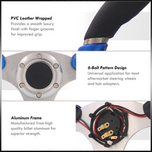 Load image into Gallery viewer, Universal 320mm Dual Button Style Aluminum Steering Wheel Silver Center with Blue Handles