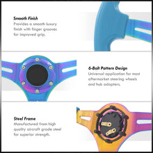 Load image into Gallery viewer, Universal 350mm Heavy Duty Steel Steering Wheel Neo Chrome Center Sky Blue