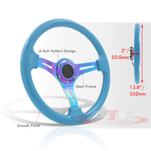 Load image into Gallery viewer, Universal 350mm Heavy Duty Steel Steering Wheel Neo Chrome Center Sky Blue