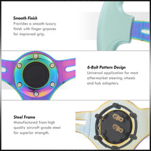 Load image into Gallery viewer, Universal 350mm Heavy Duty Steel Steering Wheel Neo Chrome Center Teal