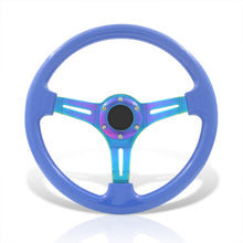Load image into Gallery viewer, Universal 350mm Heavy Duty Steel Steering Wheel Neo Chrome Center Metallic Blue