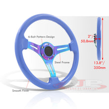 Load image into Gallery viewer, Universal 350mm Heavy Duty Steel Steering Wheel Neo Chrome Center Metallic Blue