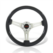 Load image into Gallery viewer, JDM Sport Universal 350mm Wood Grain Style Aluminum Steering Wheel Polished Center Black Wood