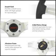 Load image into Gallery viewer, JDM Sport Universal 350mm Wood Grain Style Aluminum Steering Wheel Polished Center Black Wood