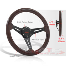 Load image into Gallery viewer, JDM Sport Universal 350mm Wood Grain Style Aluminum Steering Wheel Black Center Dark Wood
