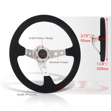 Load image into Gallery viewer, Universal 350mm Suede Deep Dish Style Aluminum Steering Wheel Polished with Blue Stitching