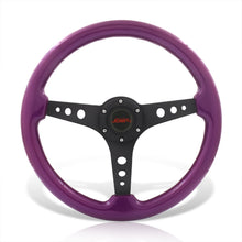 Load image into Gallery viewer, JDM Sport Universal 350mm Wood Grain Style Aluminum Steering Wheel Black Center Purple Wood