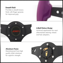 Load image into Gallery viewer, JDM Sport Universal 350mm Wood Grain Style Aluminum Steering Wheel Black Center Purple Wood