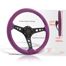 Load image into Gallery viewer, JDM Sport Universal 350mm Wood Grain Style Aluminum Steering Wheel Black Center Purple Wood