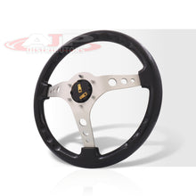 Load image into Gallery viewer, JDM Sport Universal 350mm Wood Grain Style Aluminum Steering Wheel Polished Center Black Wood