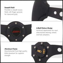 Load image into Gallery viewer, JDM Sport Universal 350mm Wood Grain Style Aluminum Steering Wheel Black Center Black Wood