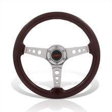 Load image into Gallery viewer, JDM Sport Universal 350mm Heavy Duty Steel Wood Grain Style Steering Wheel Polished Center Dark Wood