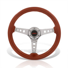 Load image into Gallery viewer, JDM Sport Universal 350mm Heavy Duty Steel Wood Grain Style Steering Wheel Polished Center Light Wood
