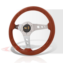 Load image into Gallery viewer, JDM Sport Universal 350mm Heavy Duty Steel Wood Grain Style Steering Wheel Polished Center Light Wood