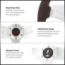 Load image into Gallery viewer, JDM Sport Universal 350mm Wood Grain Style Aluminum Steering Wheel Polished Center Dark Wood