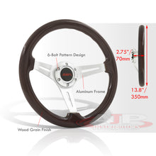Load image into Gallery viewer, JDM Sport Universal 350mm Wood Grain Style Aluminum Steering Wheel Polished Center Dark Wood