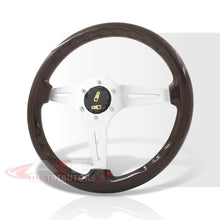Load image into Gallery viewer, JDM Sport Universal 350mm Wood Grain Style Aluminum Steering Wheel Polished Center Dark Wood