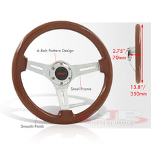 Load image into Gallery viewer, JDM Sport Universal 350mm Wood Grain Style Aluminum Steering Wheel Polished Center Light Wood