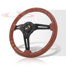 Load image into Gallery viewer, JDM Sport Universal 350mm Wood Grain Style Aluminum Steering Wheel Black Center Light Wood