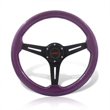 Load image into Gallery viewer, JDM Sport Universal 350mm Wood Grain Style Aluminum Steering Wheel Black Center Purple Wood