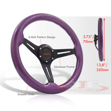 Load image into Gallery viewer, JDM Sport Universal 350mm Wood Grain Style Aluminum Steering Wheel Black Center Purple Wood
