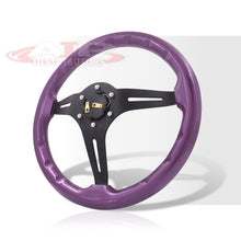 Load image into Gallery viewer, JDM Sport Universal 350mm Wood Grain Style Aluminum Steering Wheel Black Center Purple Wood