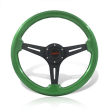 Load image into Gallery viewer, JDM Sport Universal 350mm Wood Grain Style Aluminum Steering Wheel Black Center Green Wood
