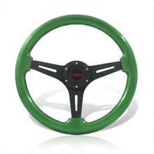 Load image into Gallery viewer, JDM Sport Universal 350mm Wood Grain Style Aluminum Steering Wheel Black Center Green Wood