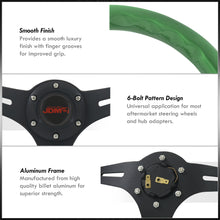 Load image into Gallery viewer, JDM Sport Universal 350mm Wood Grain Style Aluminum Steering Wheel Black Center Green Wood